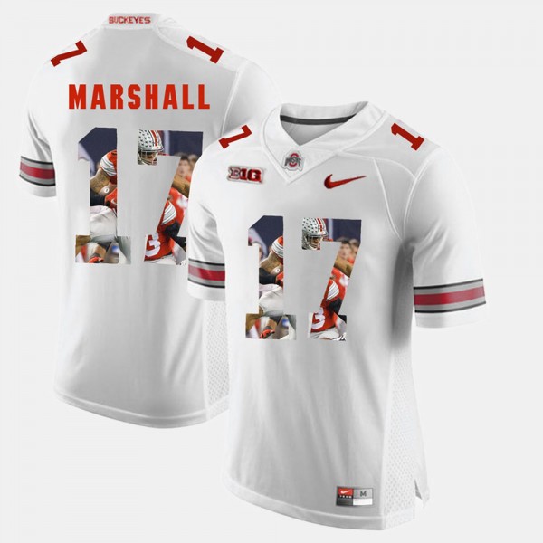 Ohio State Buckeyes Jalin Marshall Men's #17 White Pictorial Fashion College Football Jersey 2404VMMJ4